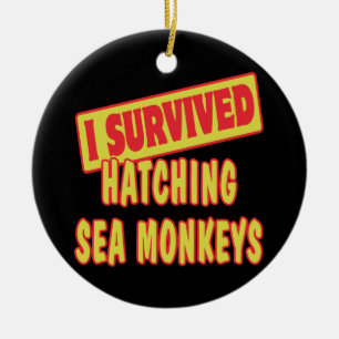 I SURVIVED HATCHING SEA MONKEYS CERAMIC ORNAMENT