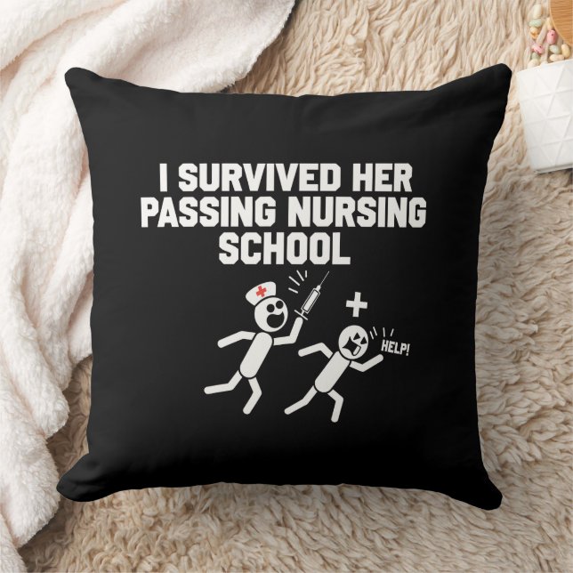 I Survived Her Passing Nursing School Nurse Throw Pillow (Blanket)