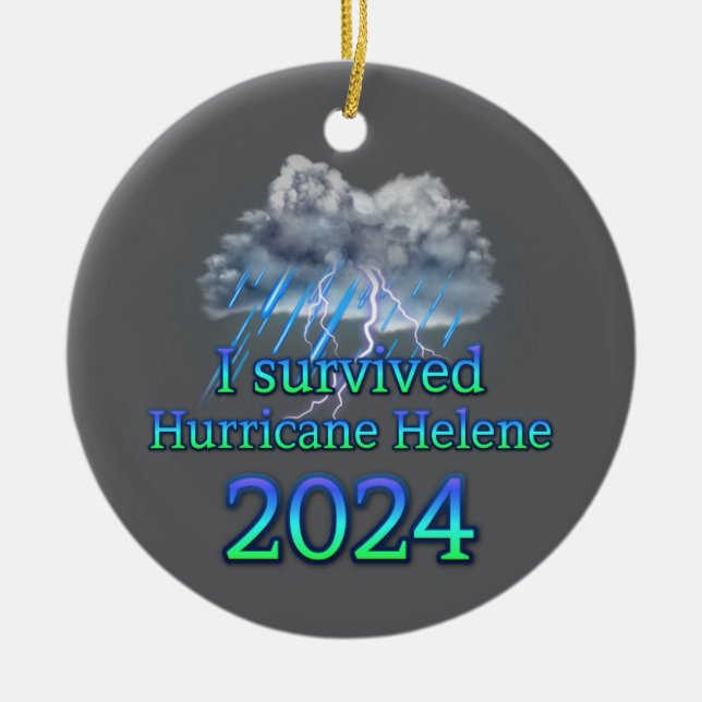 I survived Hurricane Helene 2024 v2  Ceramic Ornament (Front)