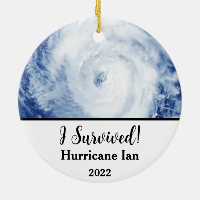 I Survived! Hurricane Ian 2022 Ceramic Ornament (Back)
