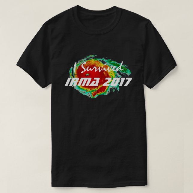 "I Survived Irma 2017" & Hurricane Radar T-Shirt (Design Front)