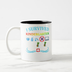 I Survived Kindergarten Class Of 2021 Graduation Q Two-Tone Coffee Mug