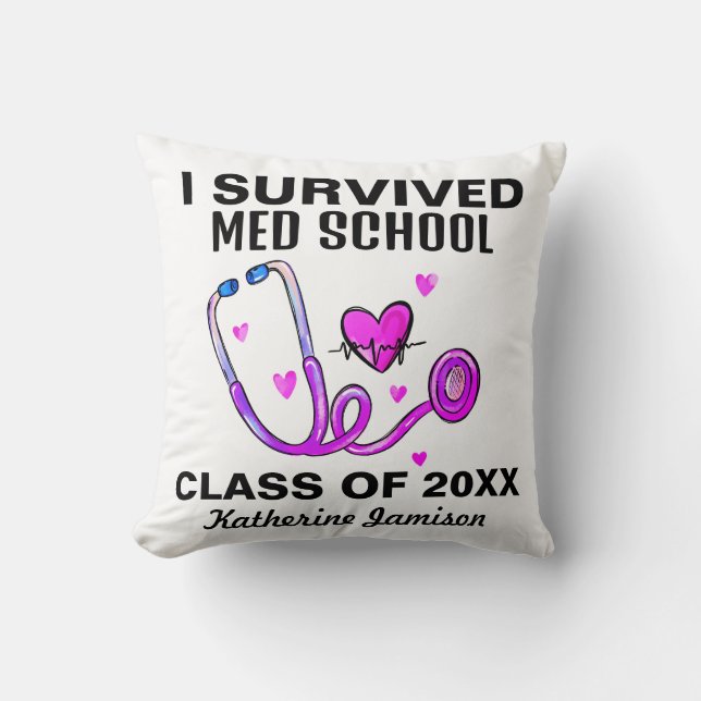 I Survived Medical School Throw Pillow (Front)