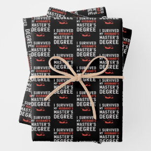 I Survived My Husband's Master's Degree Graduation Wrapping Paper Sheet