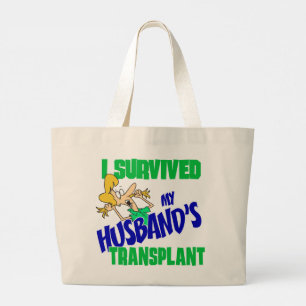 I Survived My Husband's Transplant Large Tote Bag