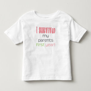 I survived my parents first year pink toddler t-shirt