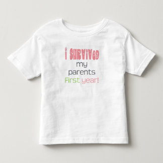 I survived my parents first year pink toddler t-shirt