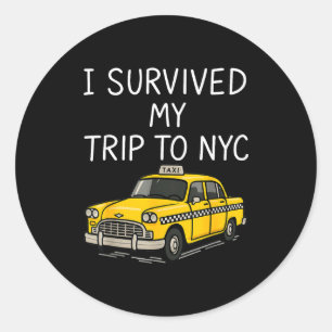 I Survived My Trip To Nyc Funny New York City Taxi Classic Round Sticker