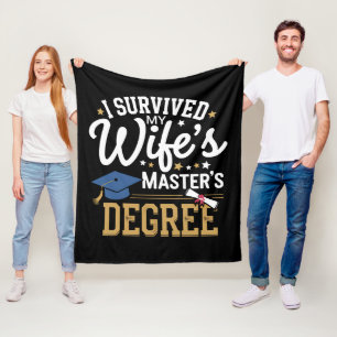 I Survived My Wifes Masters Degree Wife Graduation Fleece Blanket