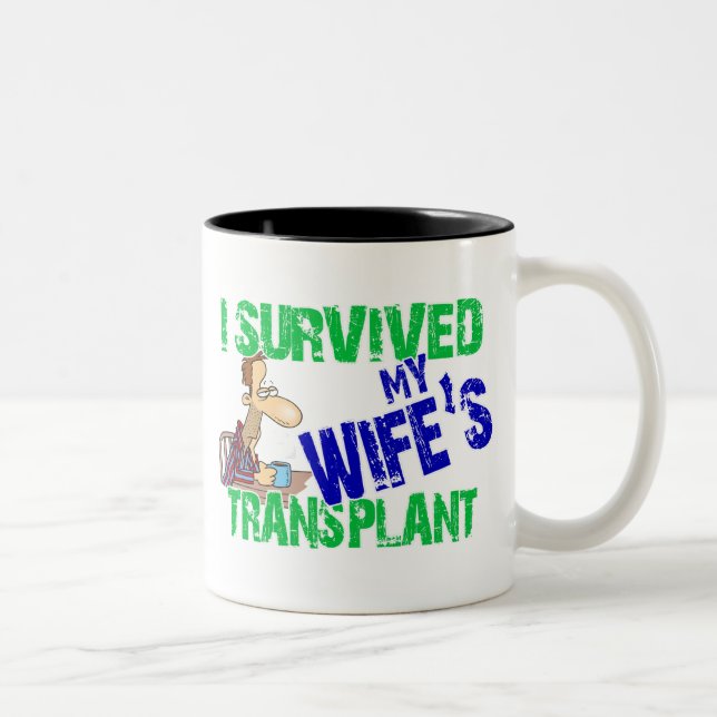 I Survived My Wife's Transplant Two-Tone Coffee Mug (Right)