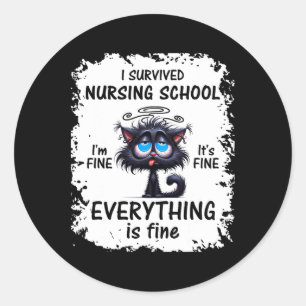 I Survived Nursing School Graduation 2025 Classic Round Sticker