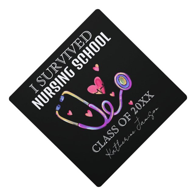 I Survived Nursing School Graduation Cap Topper (Front)
