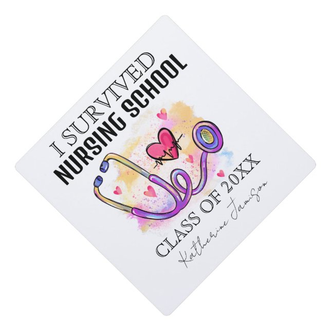 I Survived Nursing School Graduation Cap Topper (Front)