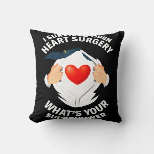 I Survived Open Heart Surgery Bypass Heart Survivo Throw Pillow