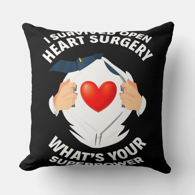 I Survived Open Heart Surgery Bypass Heart Survivo Throw Pillow (Front)