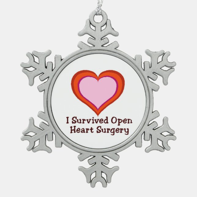 I Survived Open Heart Surgery Snowflake Pewter Christmas Ornament (Front)