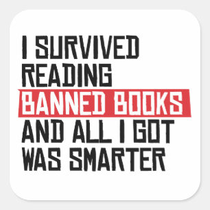 I survived reading banned books square sticker
