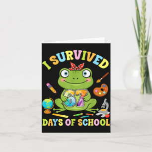 I Survived Six Seven Days Of School Cute Frog Stud Card