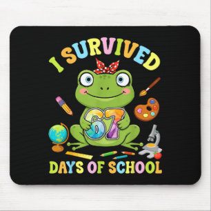 I Survived Six Seven Days Of School Cute Frog Stud Mouse Pad