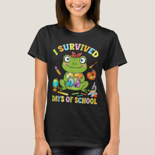 I Survived Six Seven Days Of School Cute Frog Stud T-Shirt
