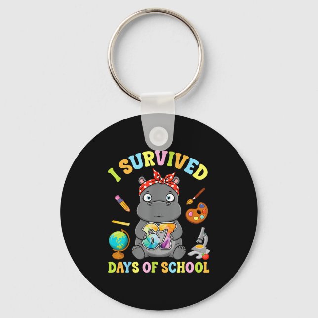 I Survived Six Seven Days Of School Cute Hip Stude Keychain (Front)