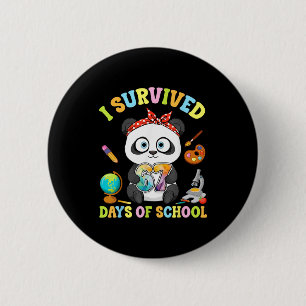 I Survived Six Seven Days Of School Cute Panda Stu 2 Inch Round Button
