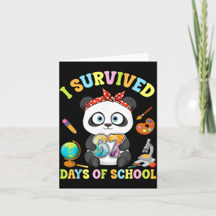 I Survived Six Seven Days Of School Cute Panda Stu Card