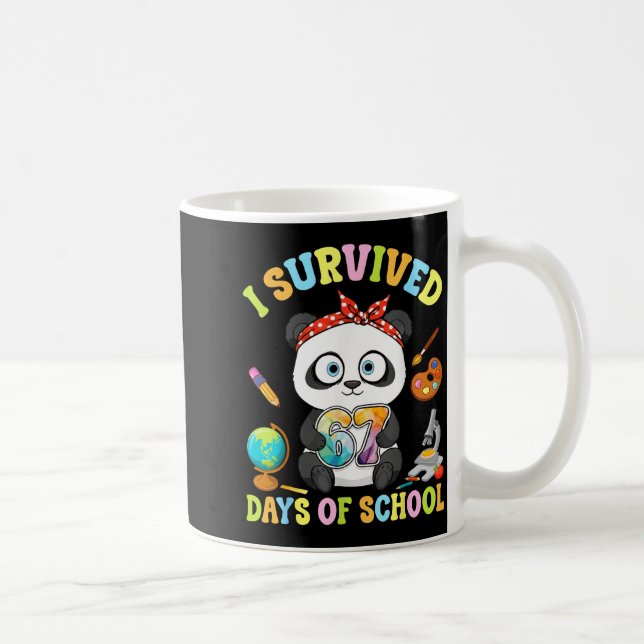 I Survived Six Seven Days Of School Cute Panda Stu Coffee Mug (Right)