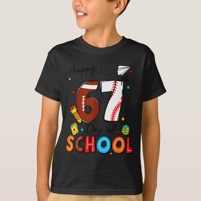 I Survived Sixty Seven Days Of School Funny Baseba T-Shirt (Front)
