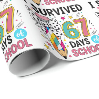 I Survived Sixty Seven Days School Celebration Wrapping Paper