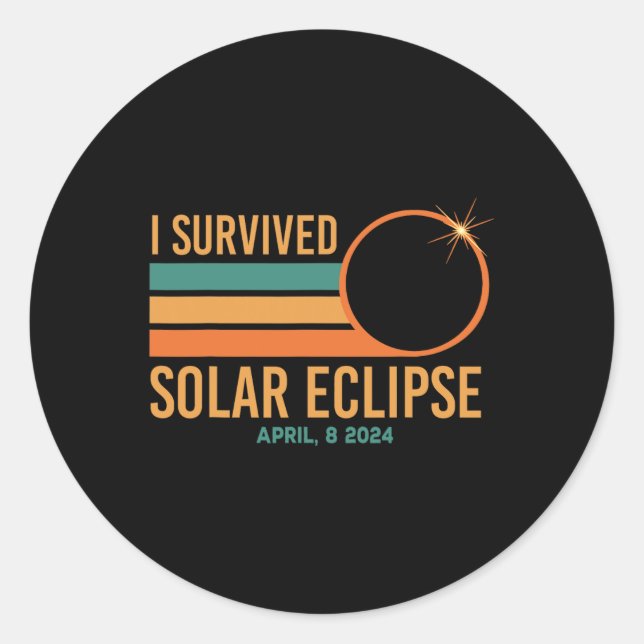 I Survived Solar Eclipse April 8 2024 Funny Totali Classic Round Sticker (Front)