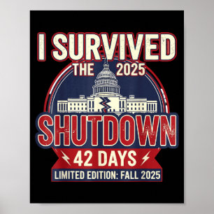 I Survived The 2025 Shutdown Funny Litical Quote  Poster