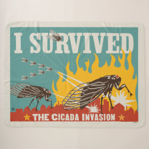 I Survived the Cicada Invasion Sherpa Blanket