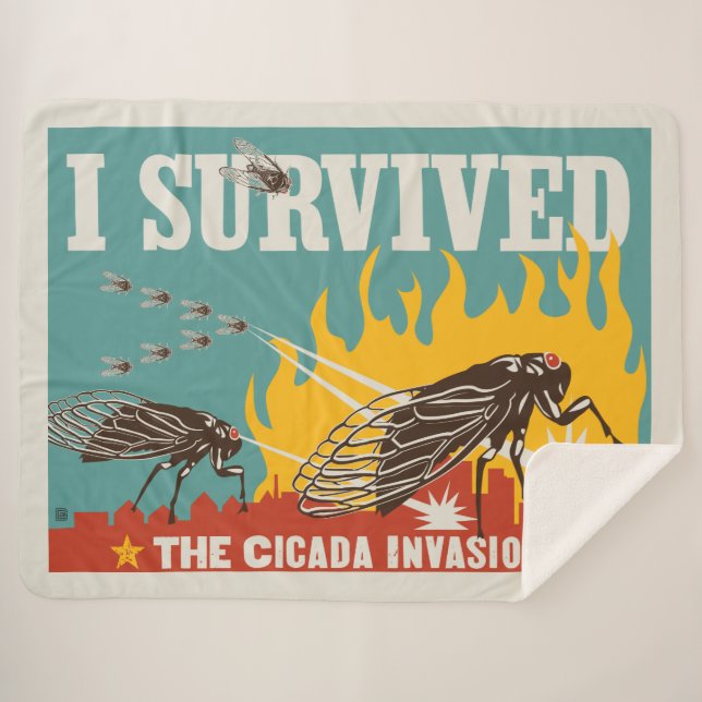 I Survived the Cicada Invasion Sherpa Blanket (Front (Horizontal))
