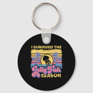 I Survived The Jellyfish Season Beach Retro Summer Keychain