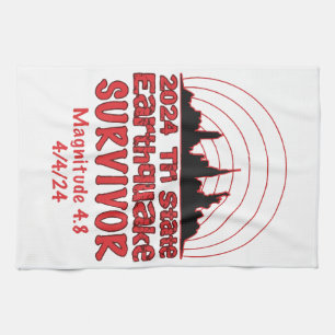 I Survived the NYC Earthquake Quake Tri State 2024 Kitchen Towel