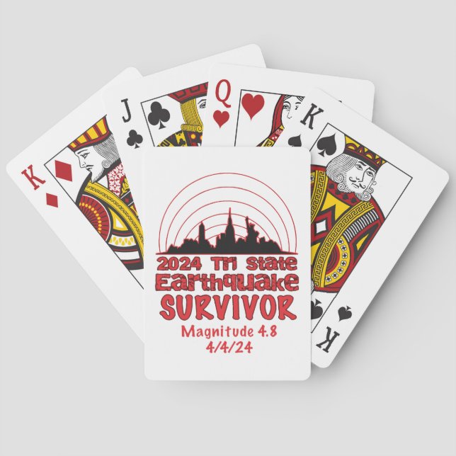 I Survived the NYC Earthquake Quake Tri State 2024 Playing Cards (Back)