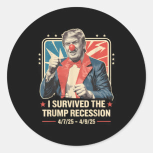 I Survived The Trump Recession Funny Vintage 60s Classic Round Sticker