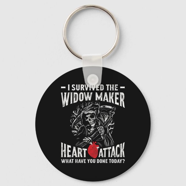 I Survived The Widow Maker Heart Attack Heart Dise Keychain (Front)