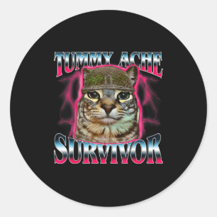 I Survived Today's Funny Tummy Ache Survivor Cat M Classic Round Sticker