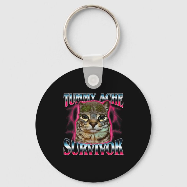 I Survived Today's Funny Tummy Ache Survivor Cat M Keychain (Front)