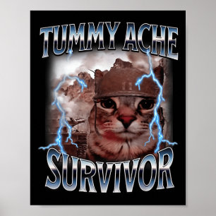 I Survived Todays Tummy Ache Survivor Funny Cat Me Poster