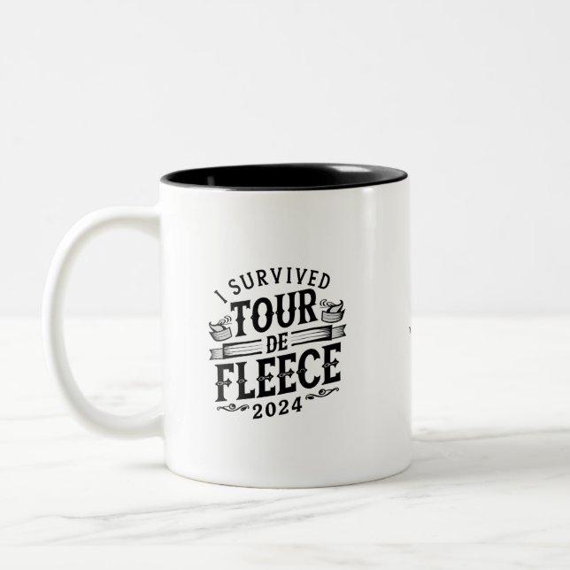 I Survived Tour De Fleece 2024 Personalize Team  Two-Tone Coffee Mug (Left)