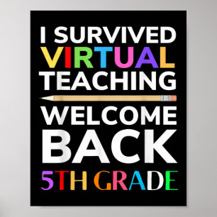 I Survived Virtual Teaching Back To School 5th Gra Poster