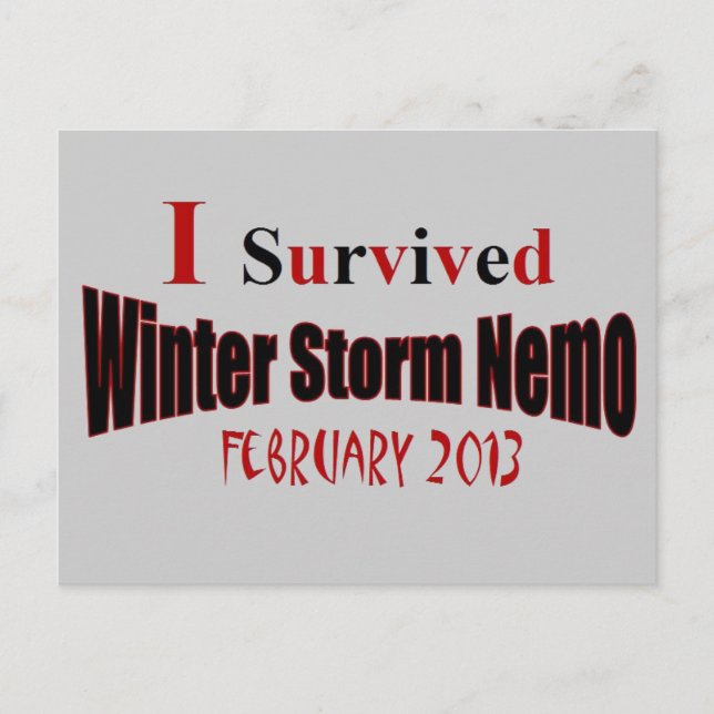 I Survived Winter Storm NEMO Postcard (Front)
