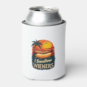 I Swallow Saucy Wieners Funny Adult Joke Hot Dogs Can Cooler