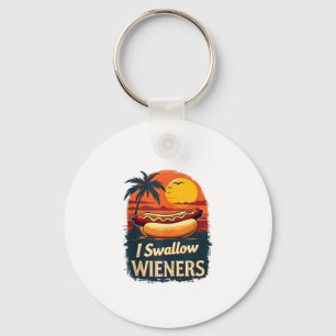 I Swallow Saucy Wieners Funny Adult Joke Hot Dogs  Keychain