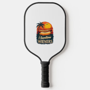 I Swallow Saucy Wieners Funny Adult Joke Hot Dogs Pickleball Paddle