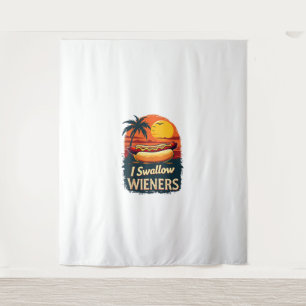I Swallow Saucy Wieners Funny Adult Joke Hot Dogs  Tapestry
