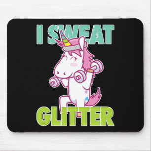 I Sweat Glitter Tee I Funny And Sy Unicorn Workout Mouse Pad